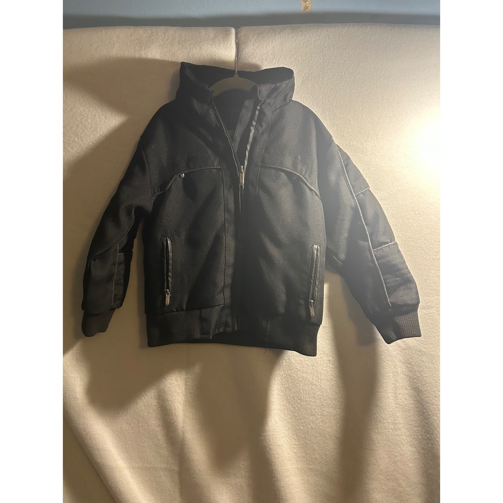 Sportier Boys Black Canvas Bomber Jacket Full Zip Coat Size 4T